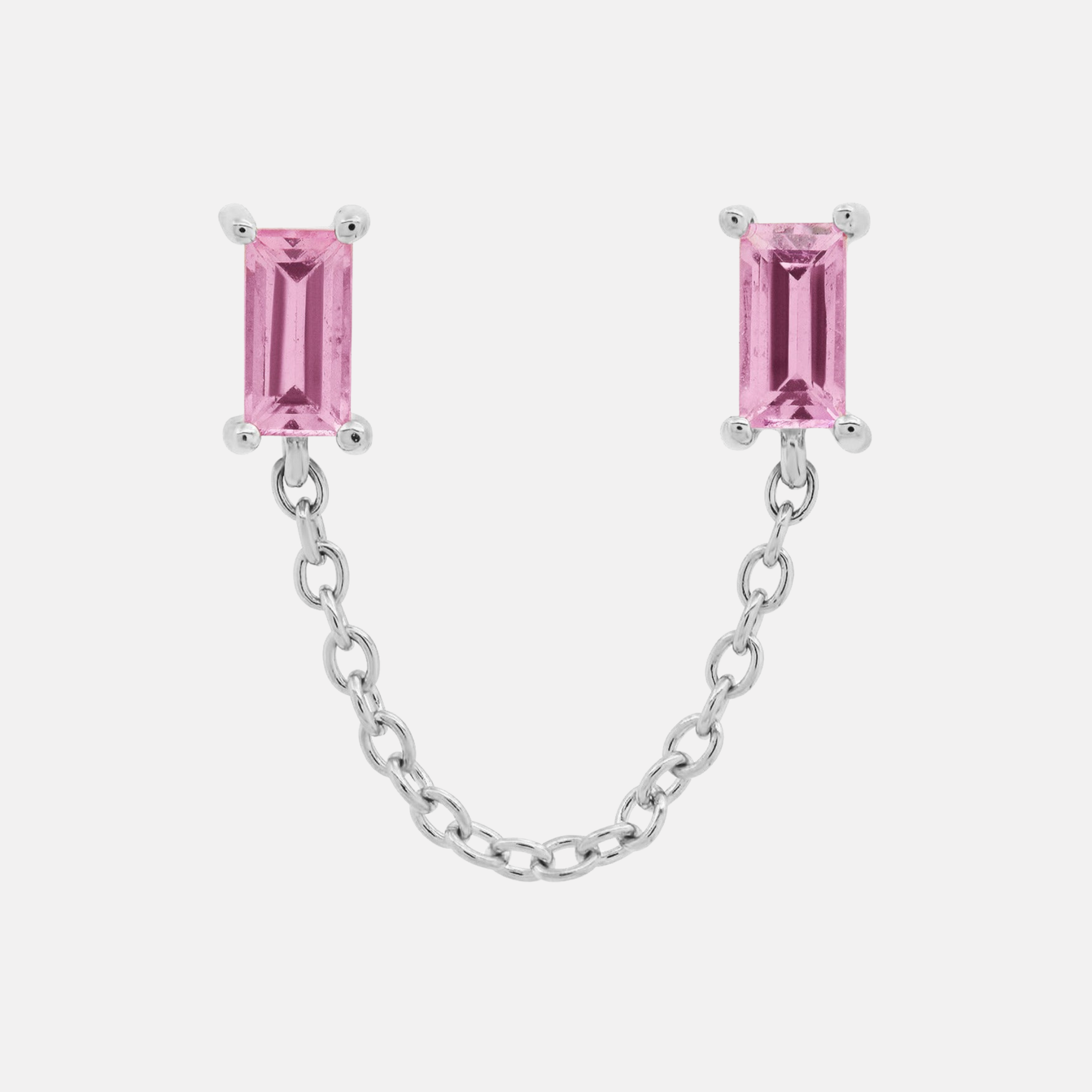 Gemstone Baguette Chain Stud by Eriness - At Present Jewelry