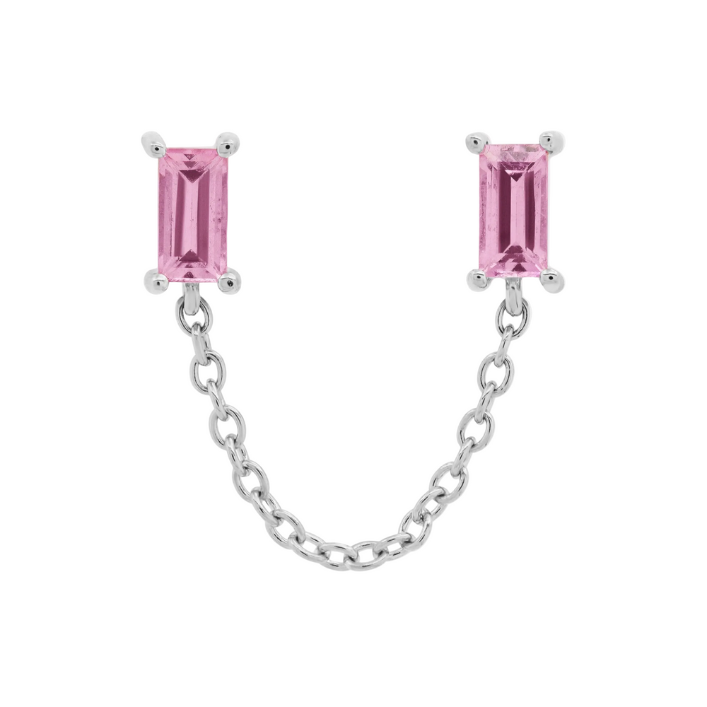 Gemstone Baguette Chain Stud by Eriness - At Present Jewelry