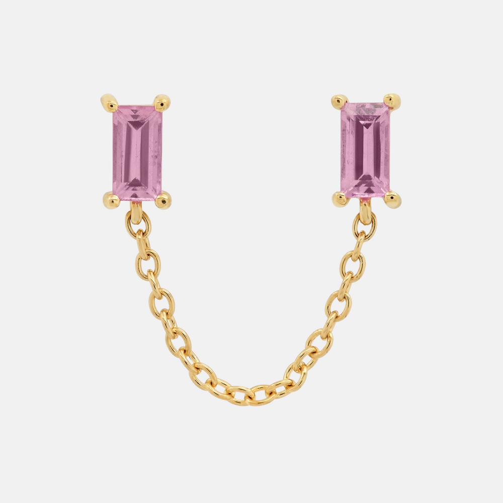 Gemstone Baguette Chain Stud by Eriness - At Present Jewelry