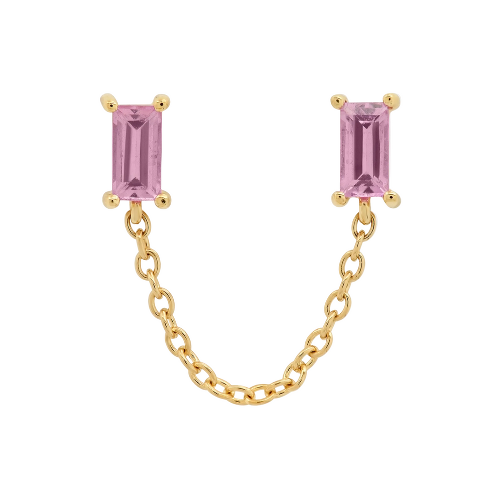 Gemstone Baguette Chain Stud by Eriness - At Present Jewelry