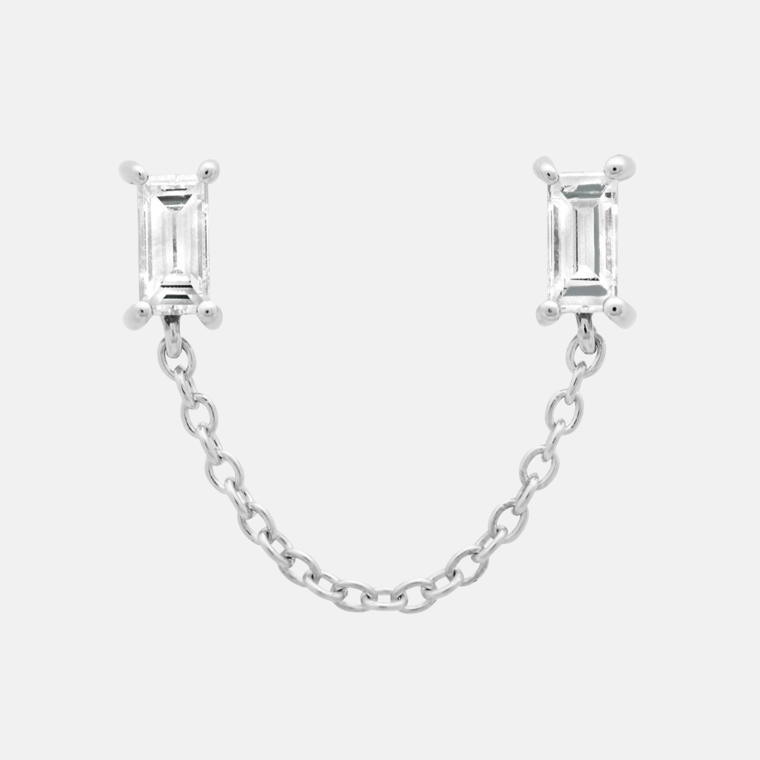 Diamond Baguette Chain Stud by Eriness - At Present Jewelry