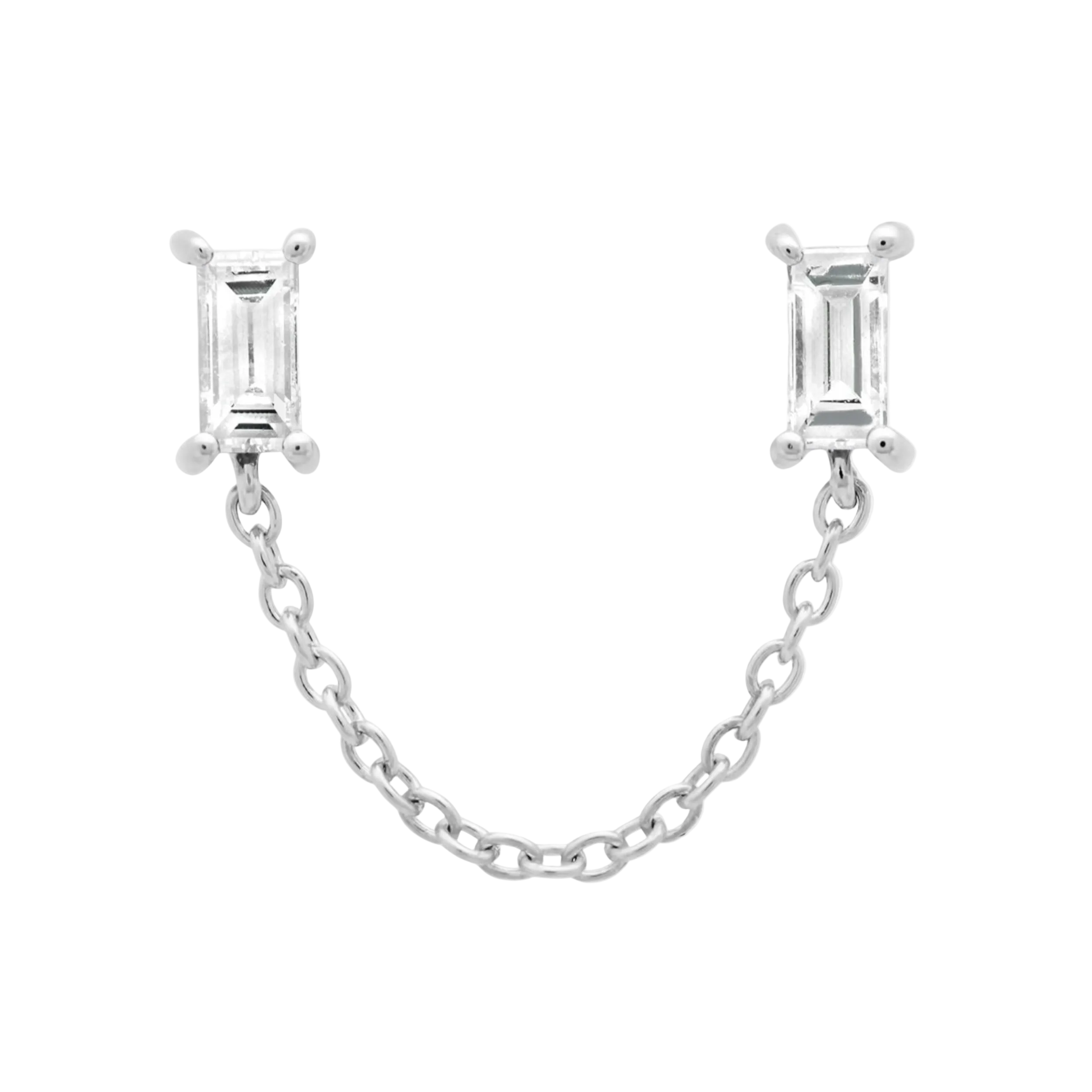 Diamond Baguette Chain Stud by Eriness - At Present Jewelry