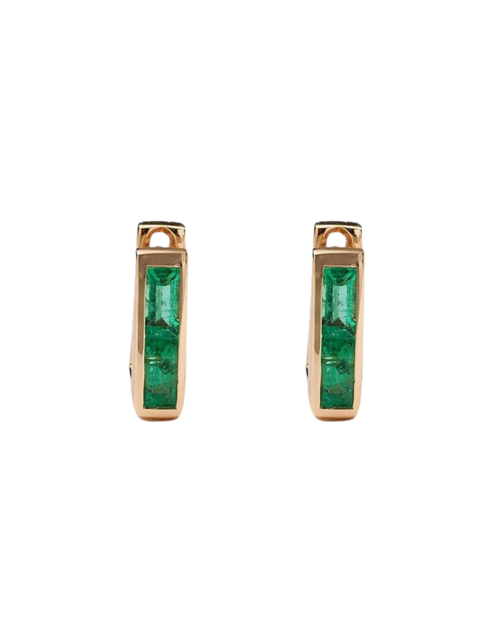 Chubby Emerald Square Huggie Earrings