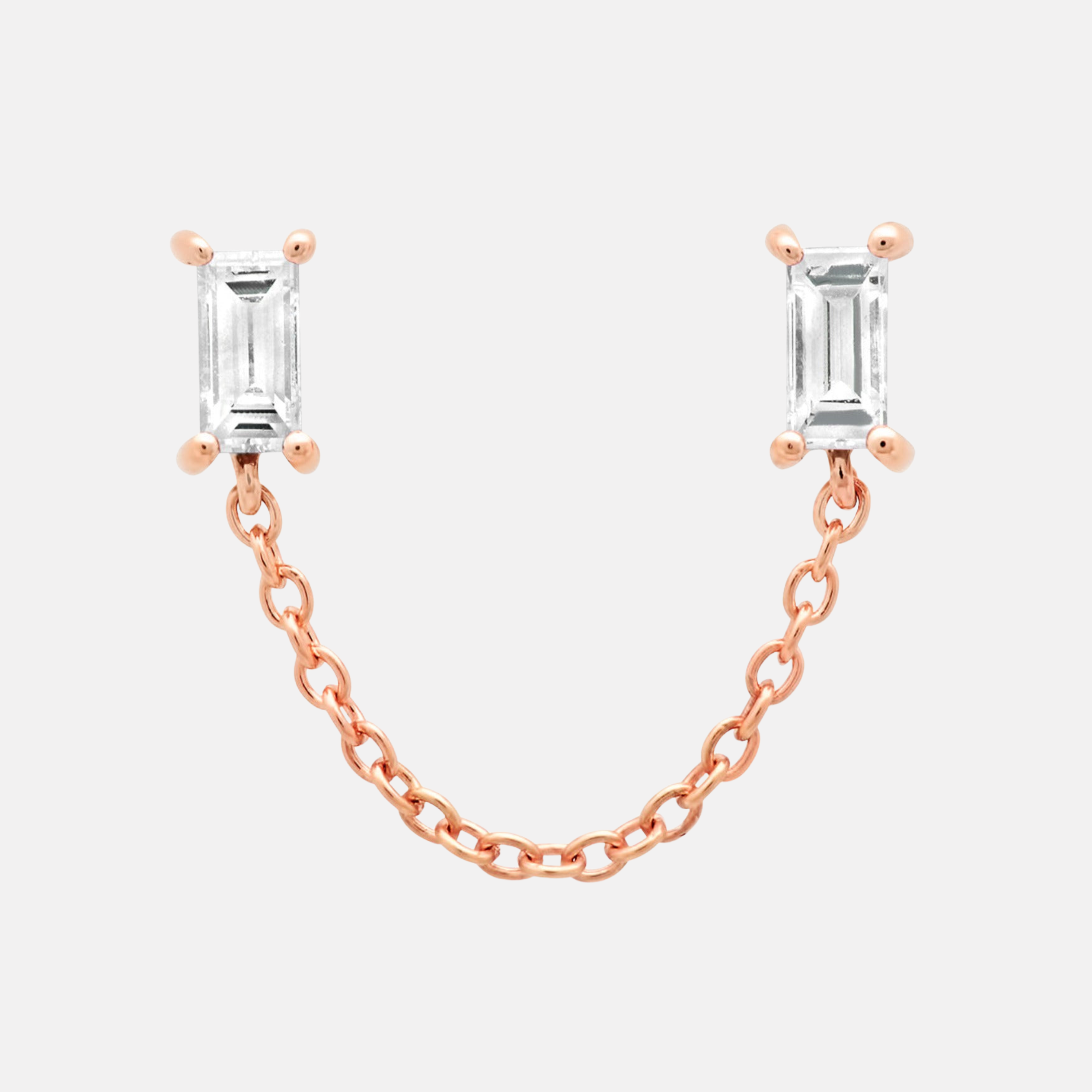 Diamond Baguette Chain Stud by Eriness - At Present Jewelry