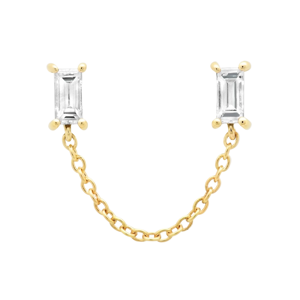 Diamond Baguette Chain Stud by Eriness - At Present Jewelry