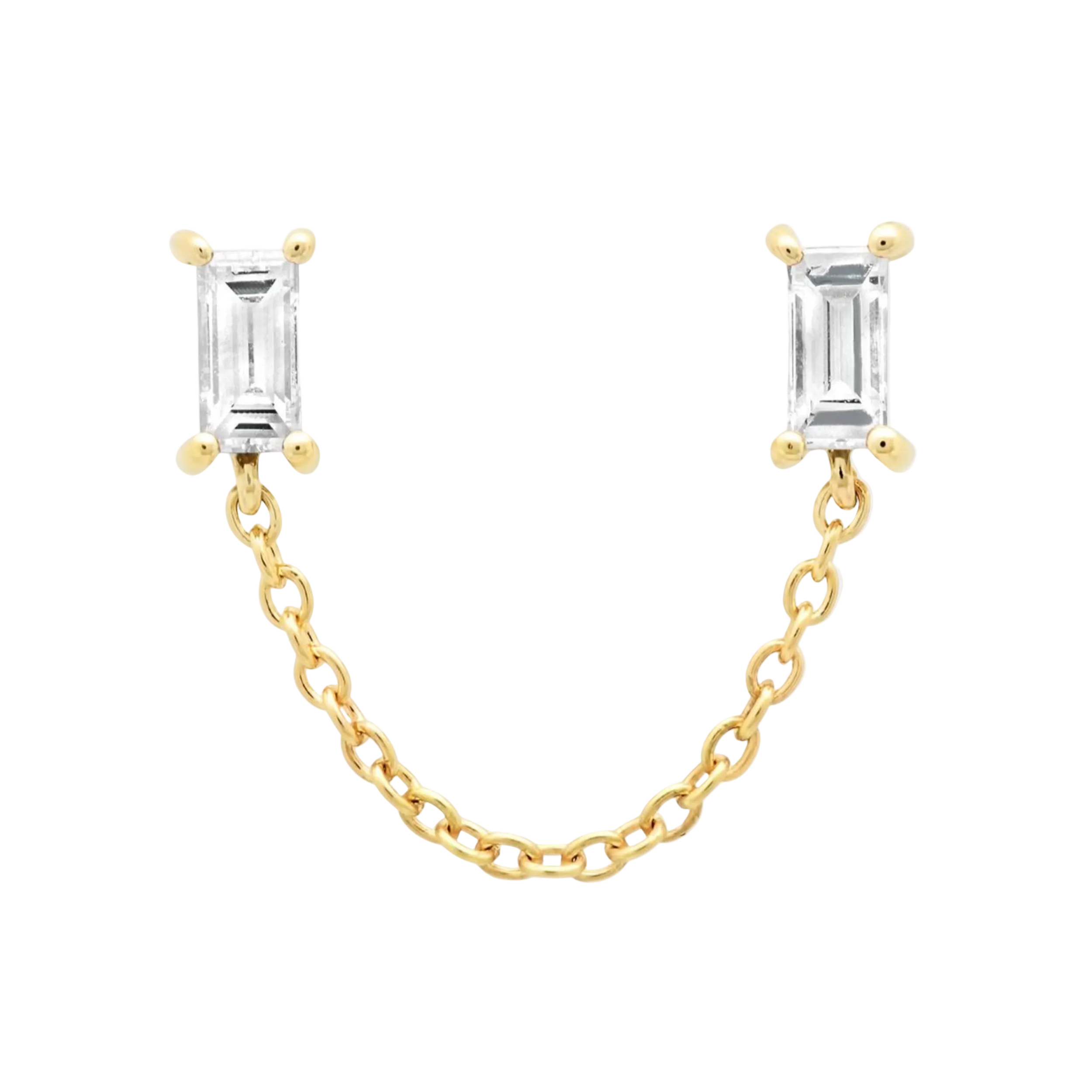 Diamond Baguette Chain Stud by Eriness - At Present Jewelry