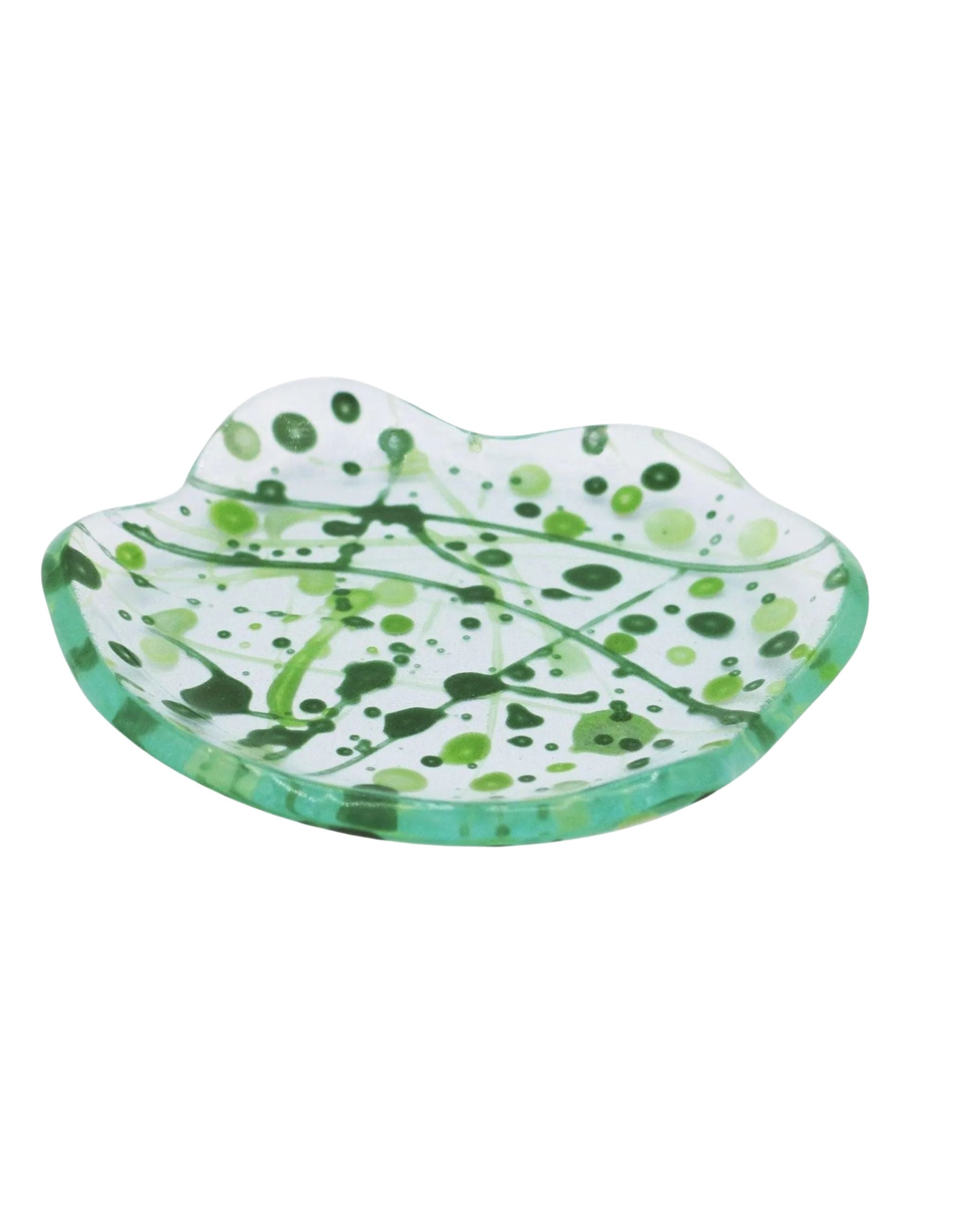 Splatter Glass Tray, Forest Green