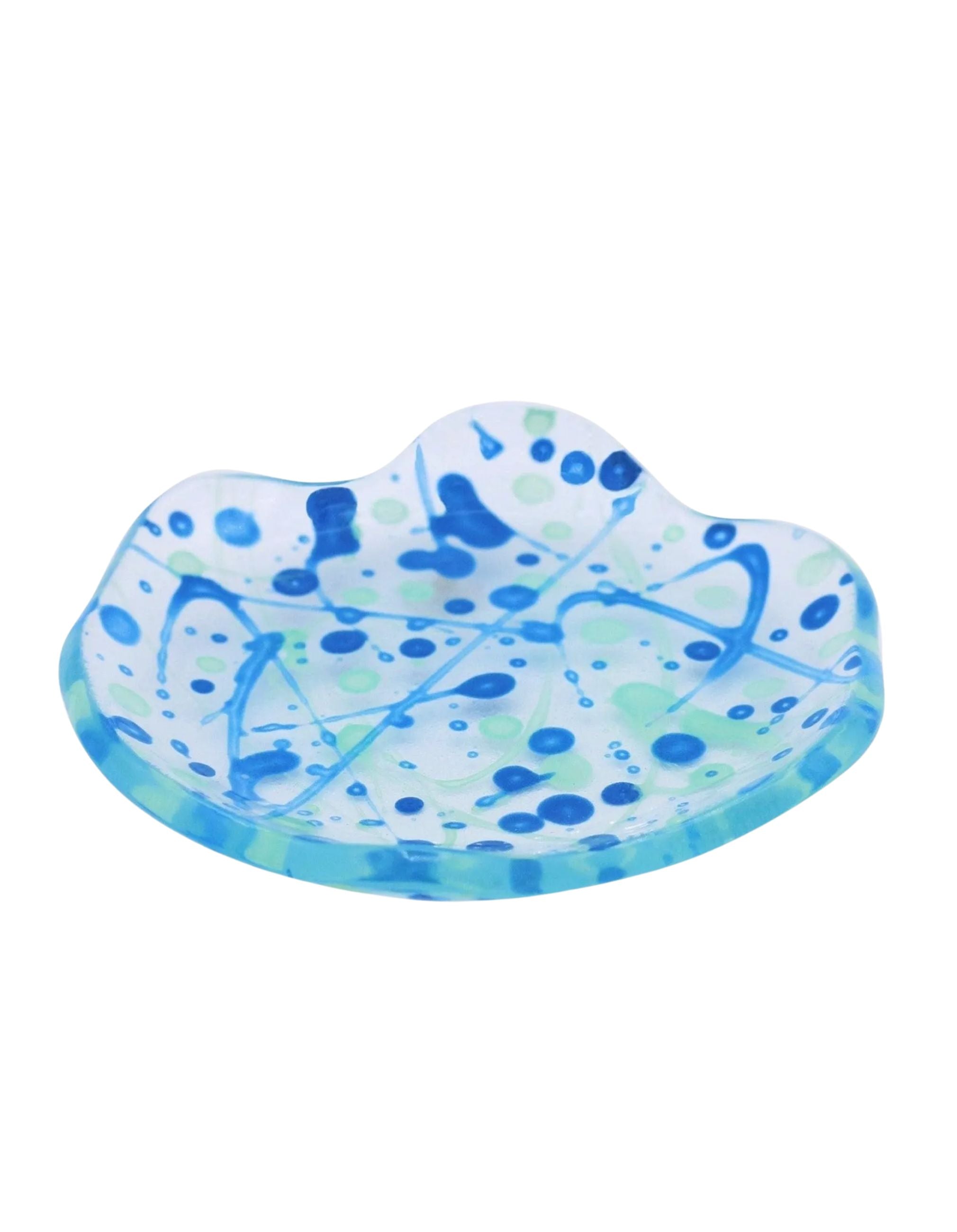 Splatter Glass Tray, Sea Blue