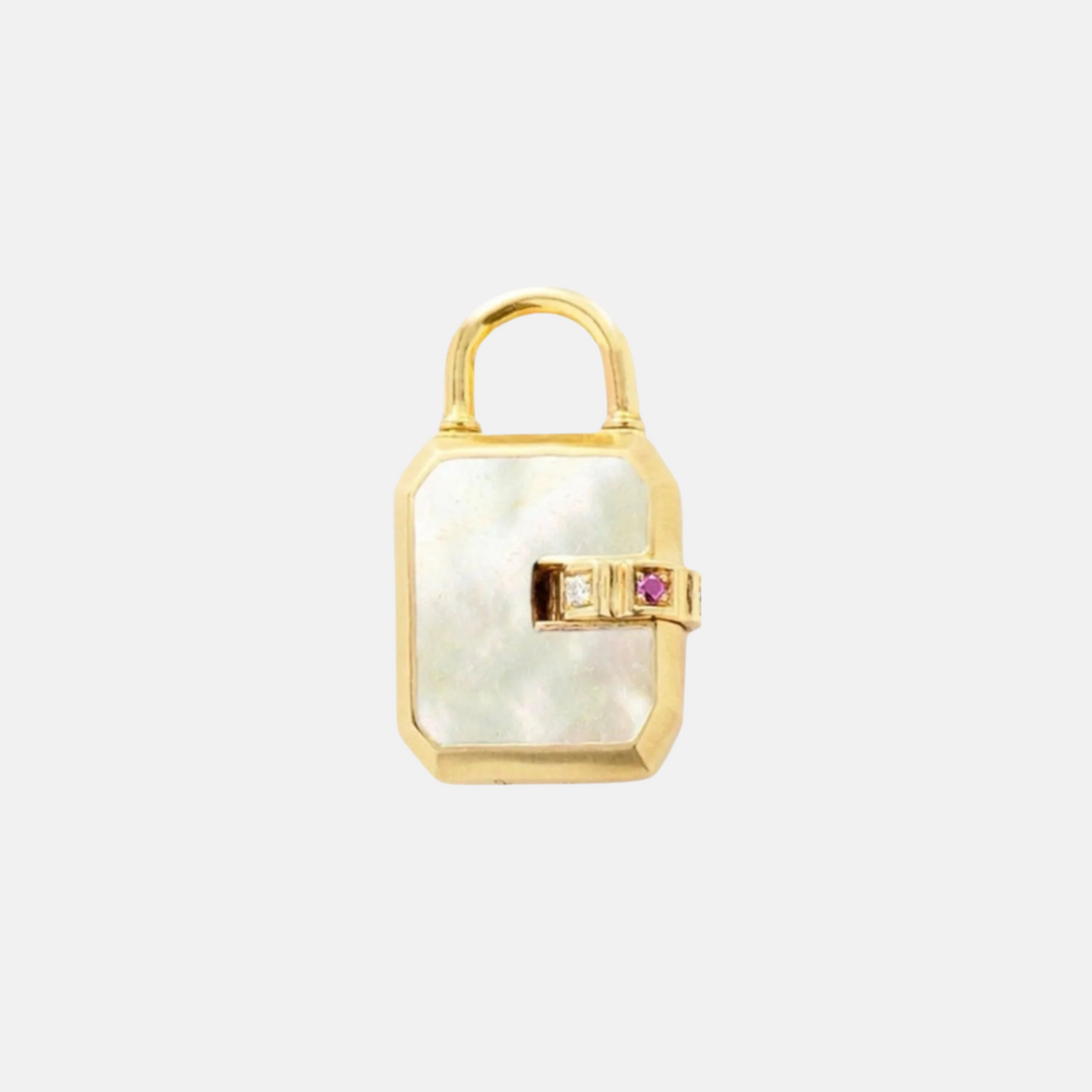 Mini Padlock, Pearl by James Banks Design - At Present Jewelry