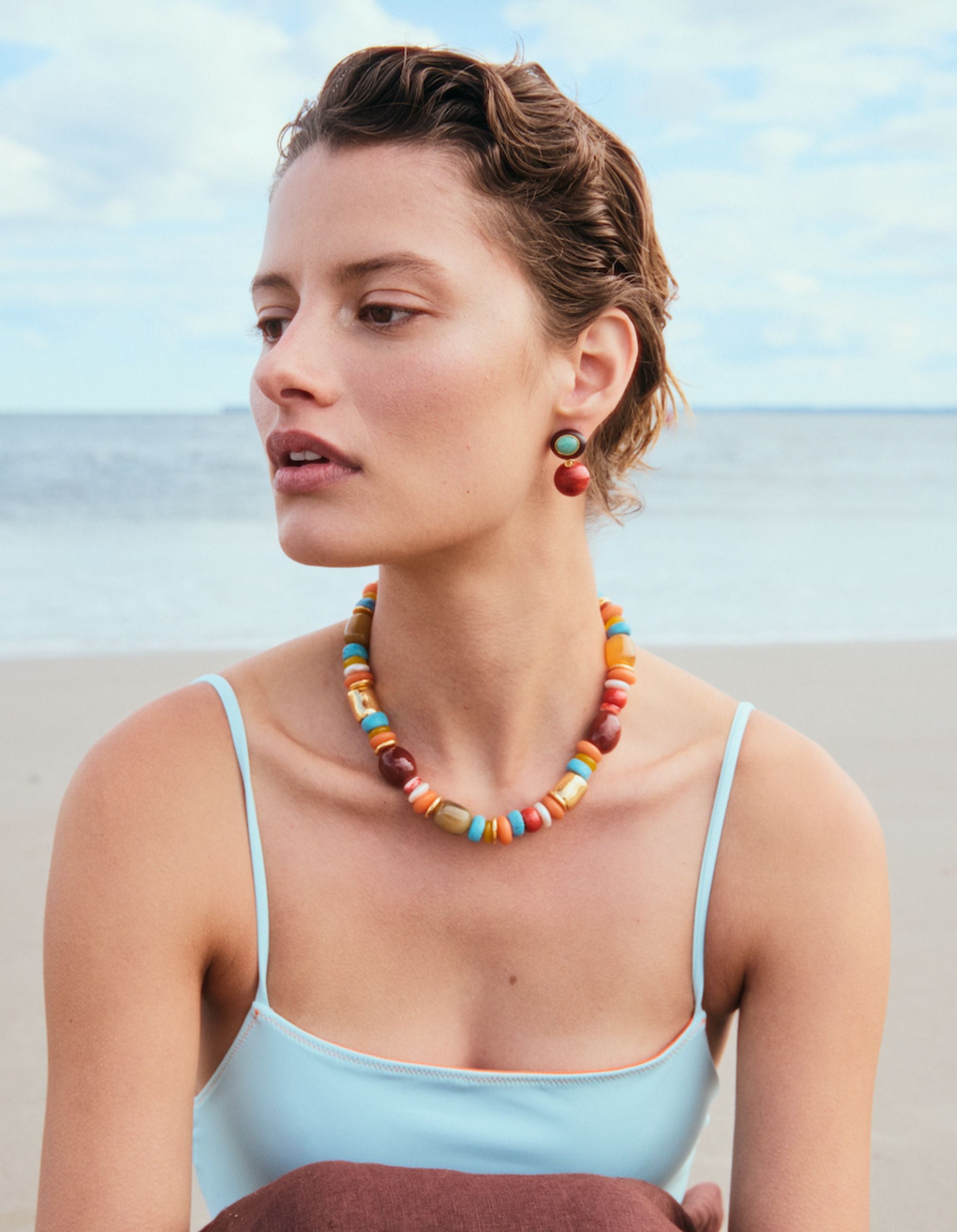 Laurel Earrings in Coral