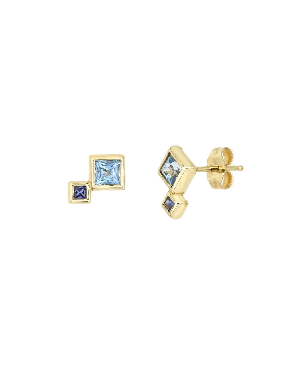 Blue Sapphire and Topaz Fada Earring by White/Space - At Present Jewelry