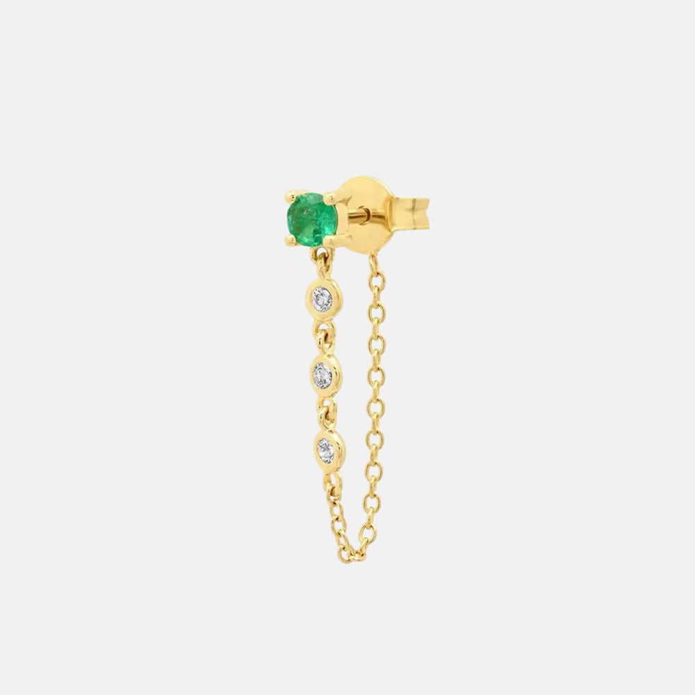 Gemstone Stud with Diamond Chain by Eriness - At Present Jewelry