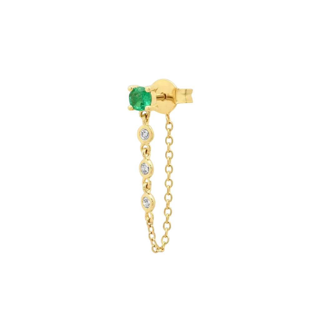 Gemstone Stud with Diamond Chain by Eriness - At Present Jewelry