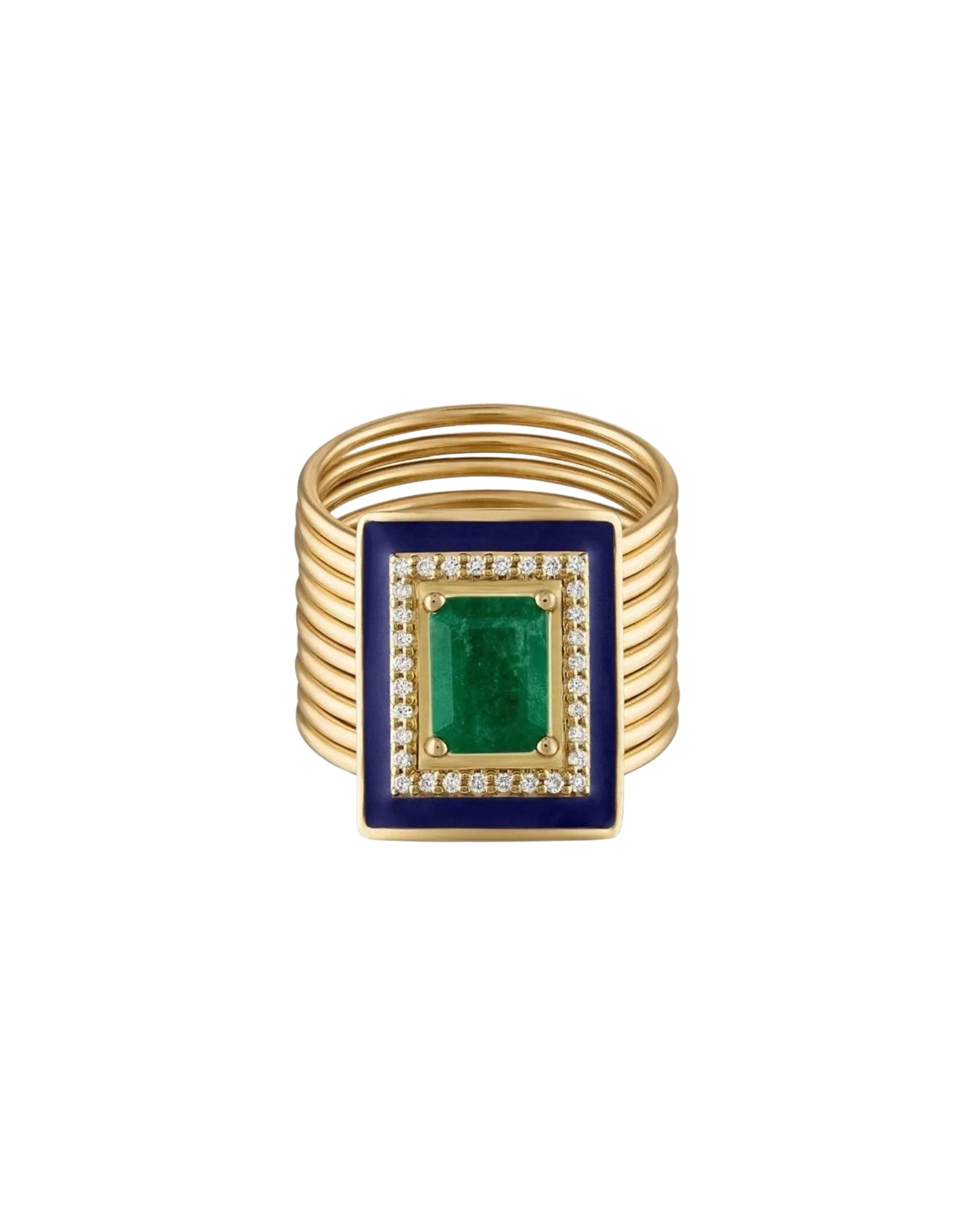 Emerald Diamond Harem Ring