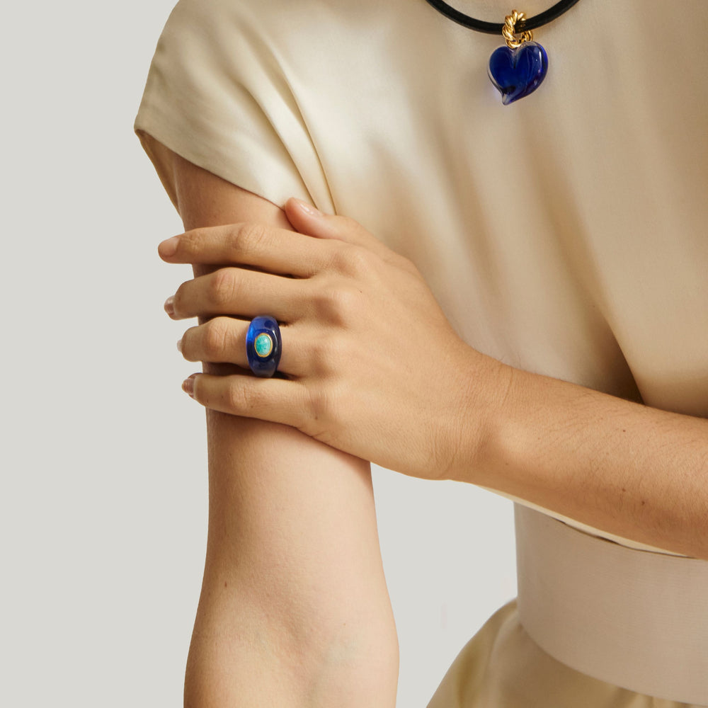 Monument Ring in Prussian Blue by Lizzie Fortunato - At Present Jewelry