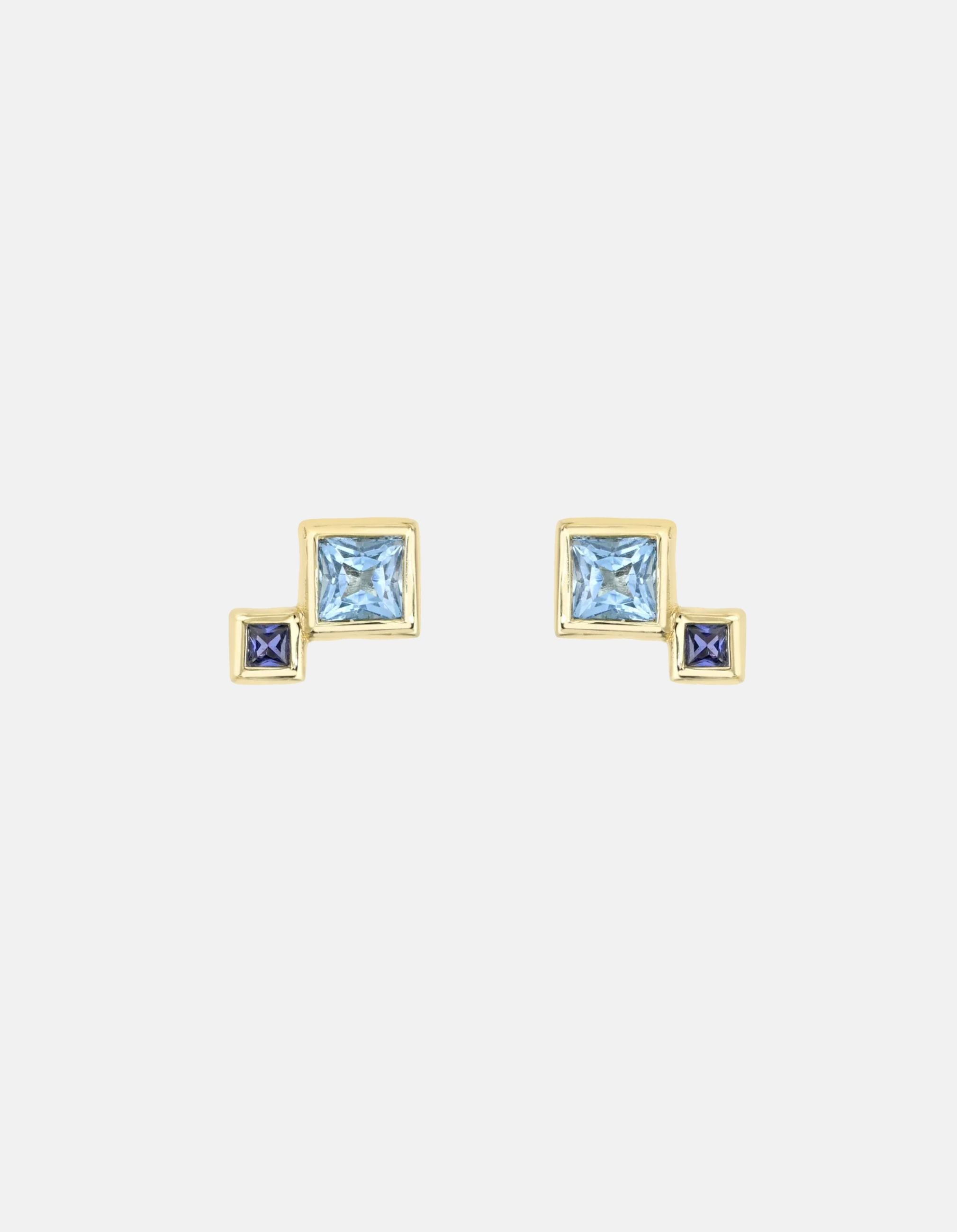 Blue Sapphire and Topaz Fada Earring by White/Space - At Present Jewelry