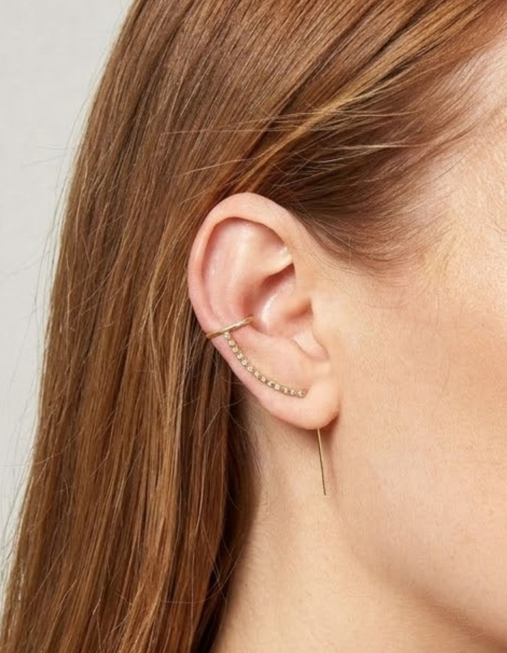 Pave Cuff Needle Earring