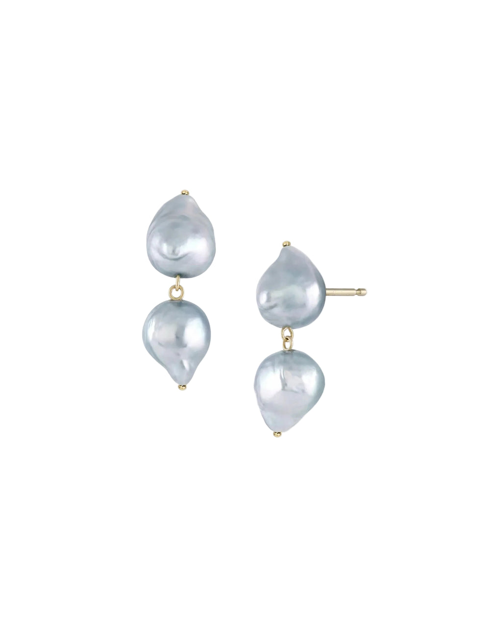 Double Akoya Duo Earrings, Blue by White/Space - At Present Jewelry
