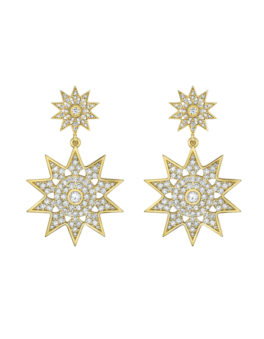 Lumière Diamond Star Jumbo Dangle Earrings by Lionheart - At Present Jewelry