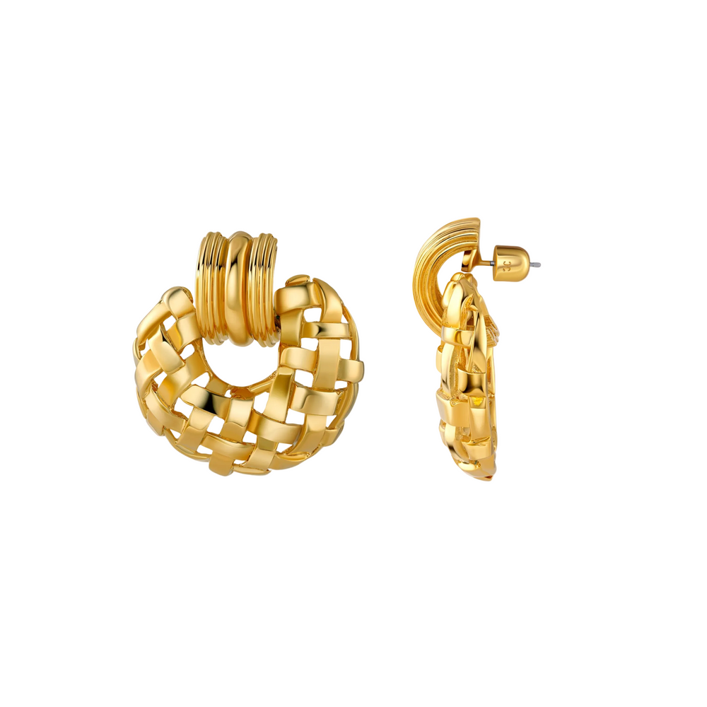 Woven Frontal Hoop Earring by Christina Caruso - At Present Jewelry