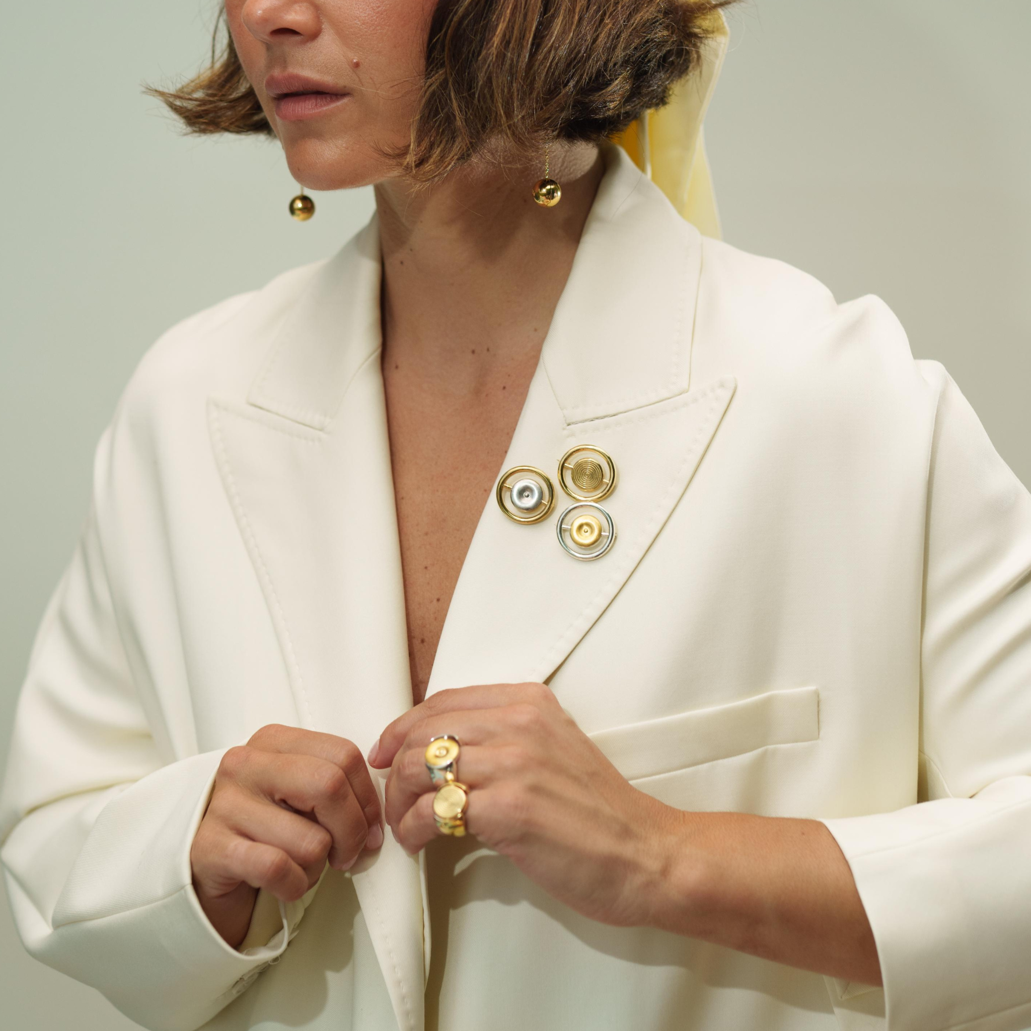 Reversible Bullseye Brooch, Gold by Monbouquette - At Present Jewelry