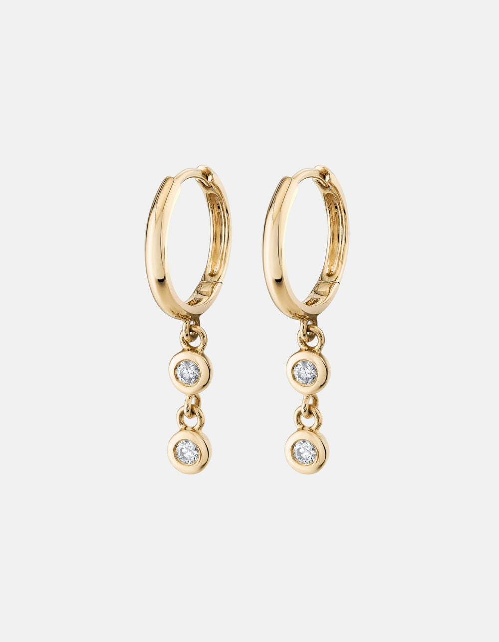 Double Diamond Raindrop Huggies by Ariel Gordon Jewelry - At Present Jewelry