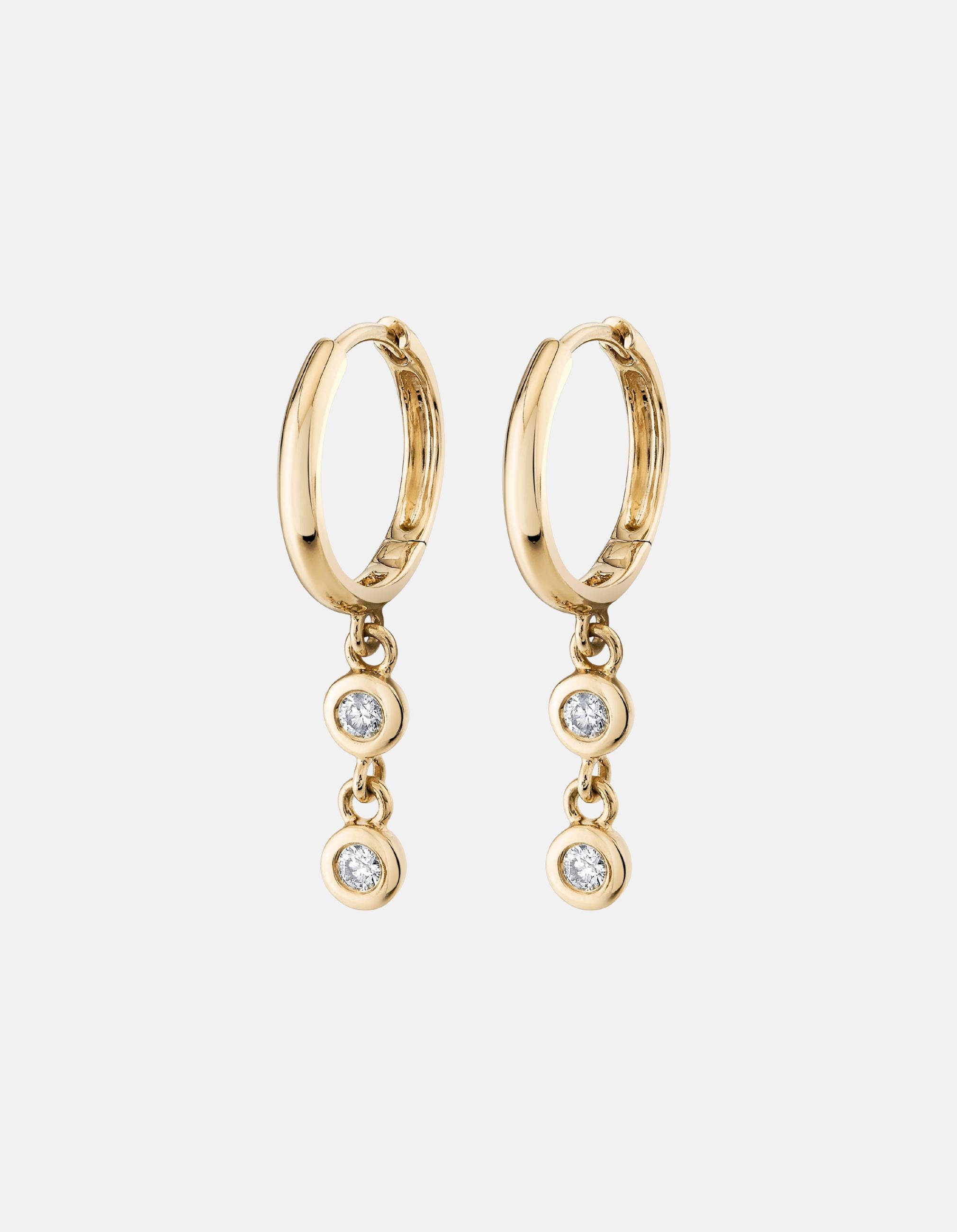 Double Diamond Raindrop Huggies by Ariel Gordon Jewelry - At Present Jewelry