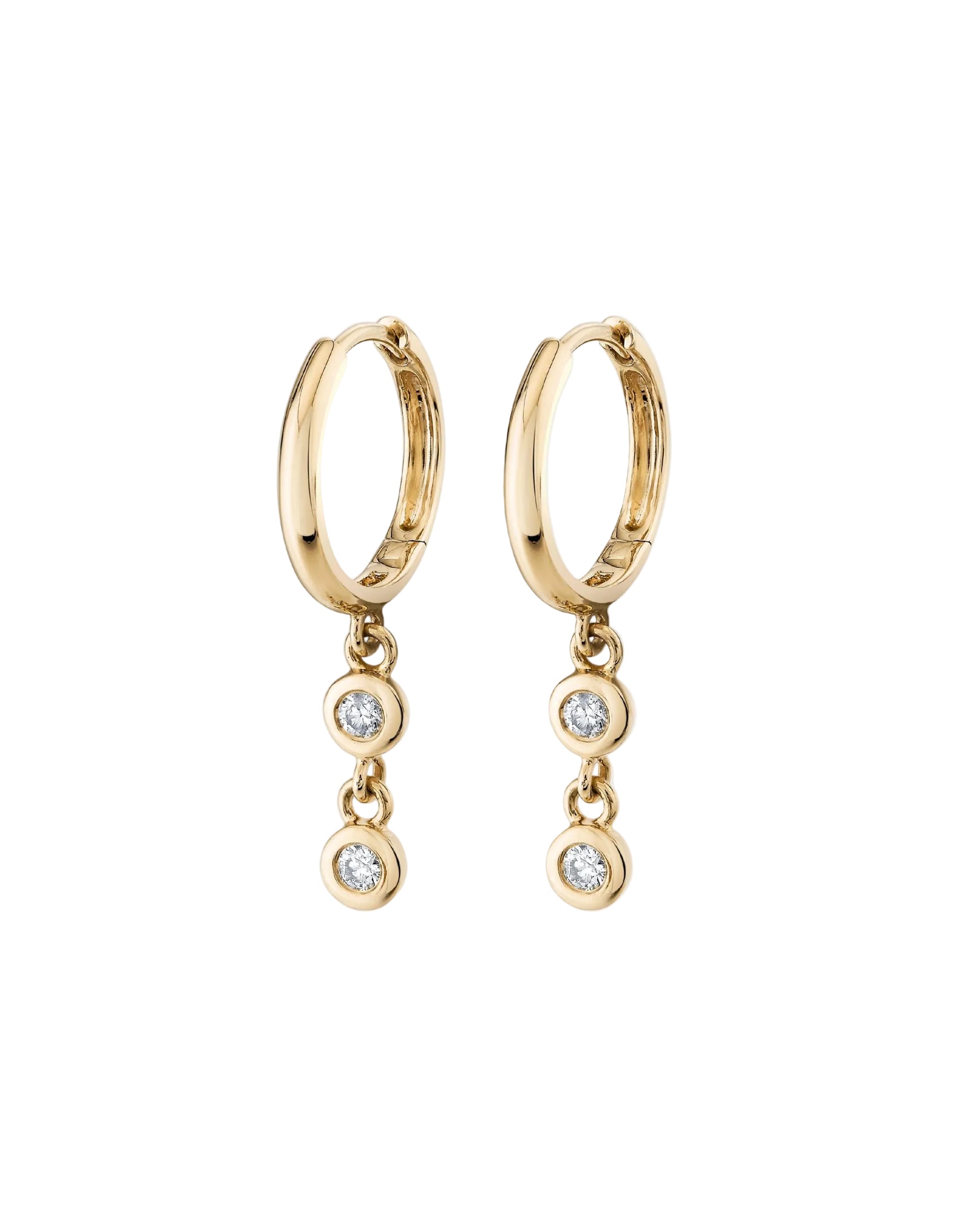 Double Diamond Raindrop Huggies by Ariel Gordon Jewelry - At Present Jewelry