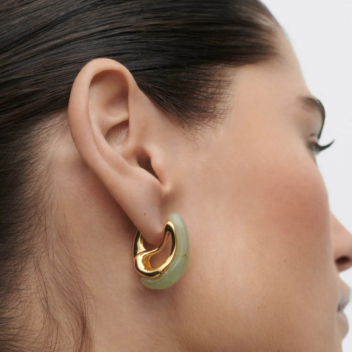 Green Aventurine Brisa Hoops by PDPaola - At Present Jewelry