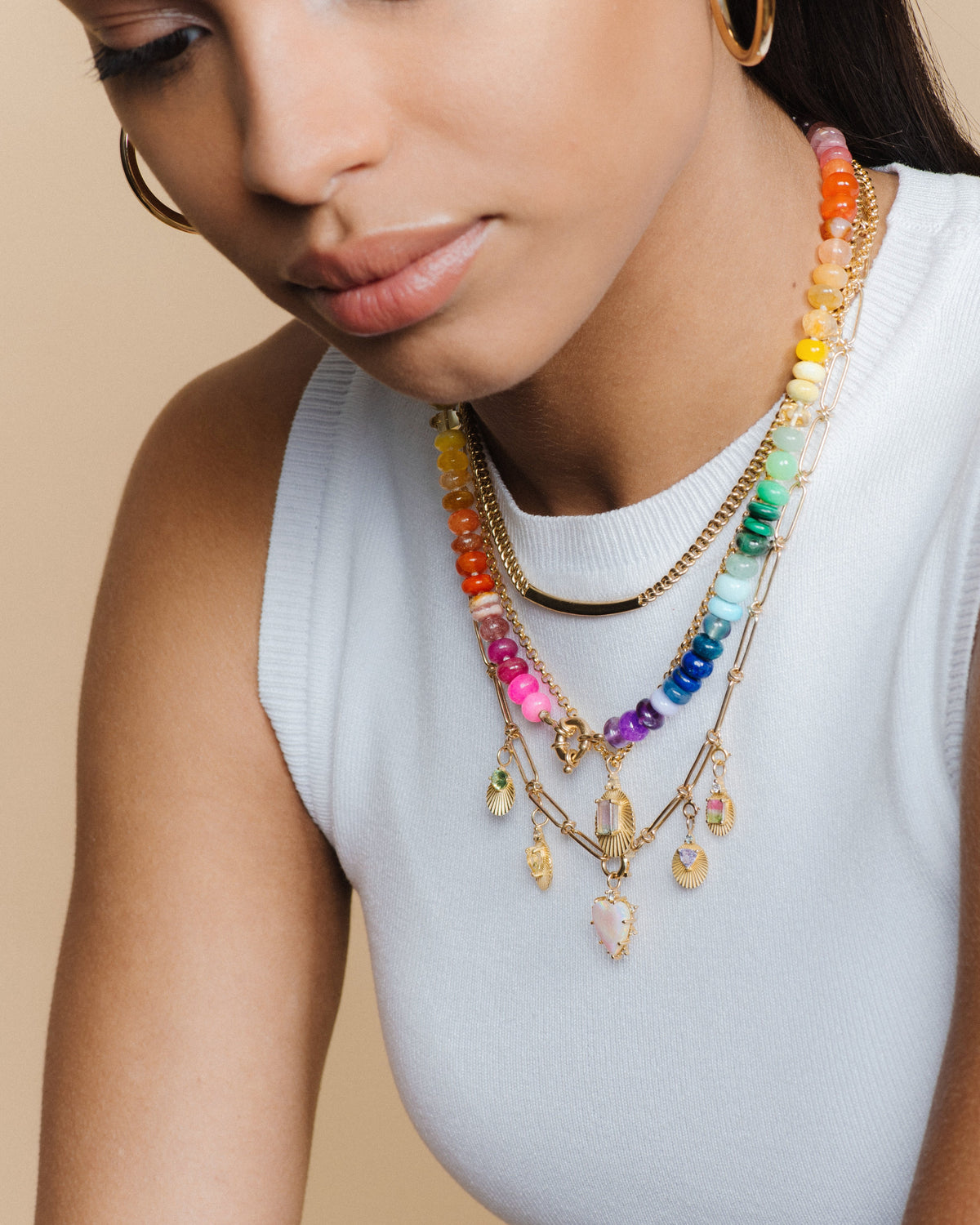 Neon Rainbow Gemstone Necklace