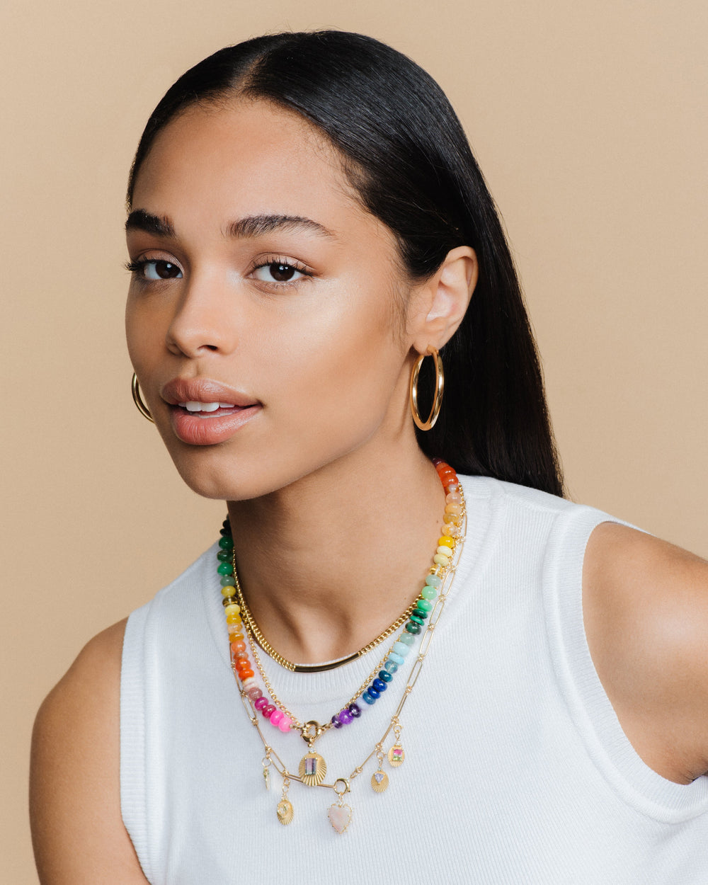 Neon Rainbow Gemstone Necklace