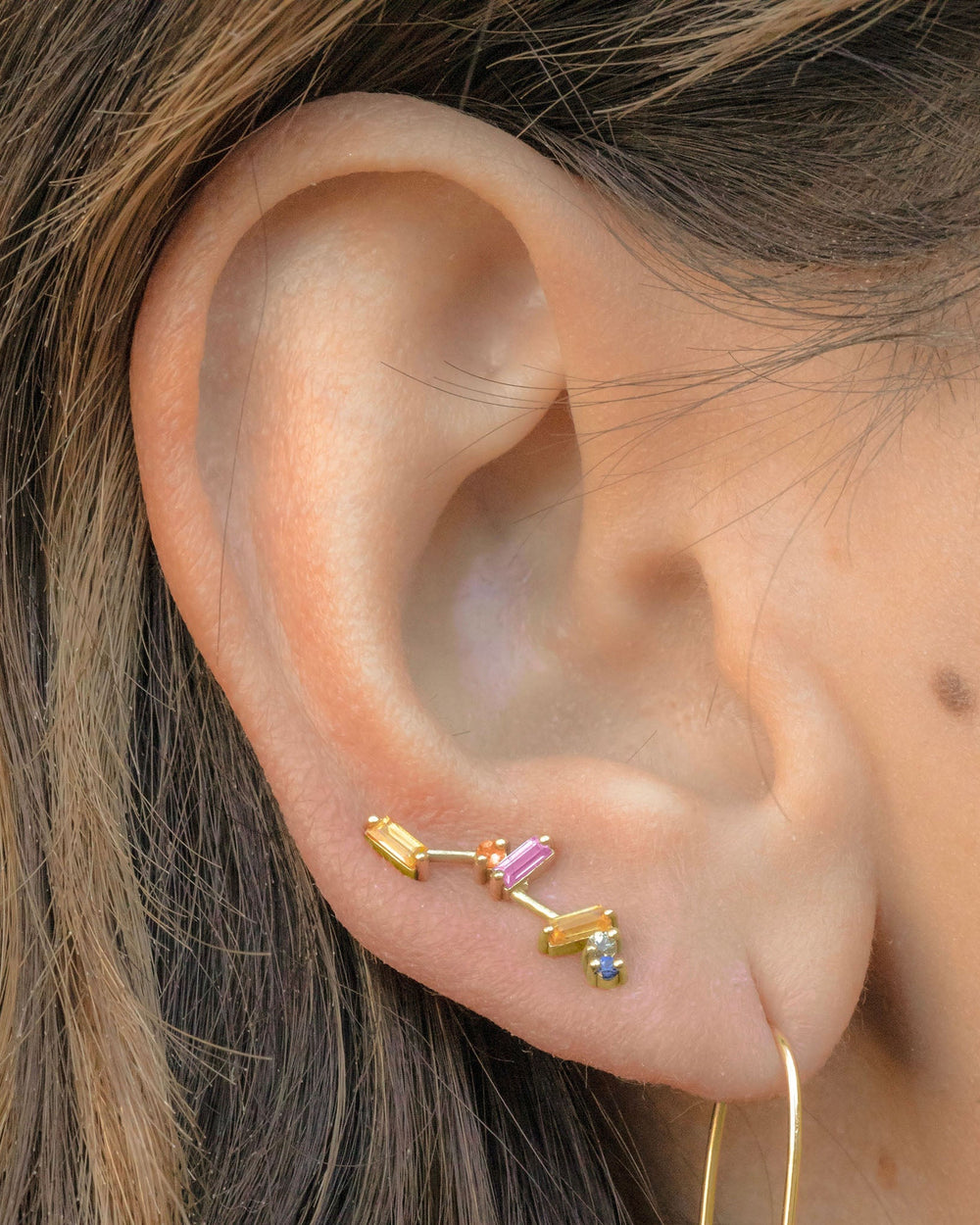 Motley Sapphire Climbers by Meredith Young - At Present Jewelry