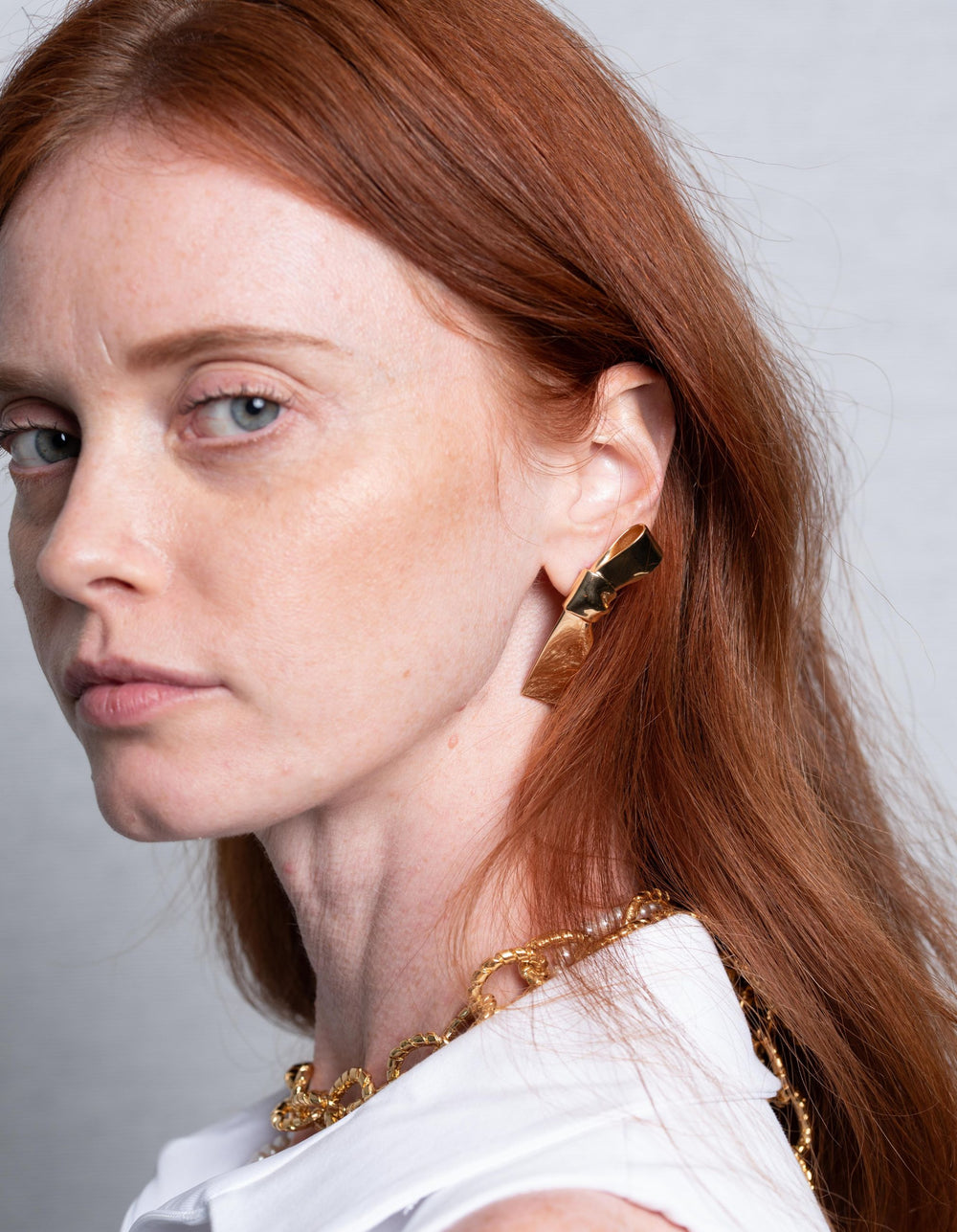 Gold Plated Grand Cravat Earrings, Large by Annika Inez - At Present Jewelry