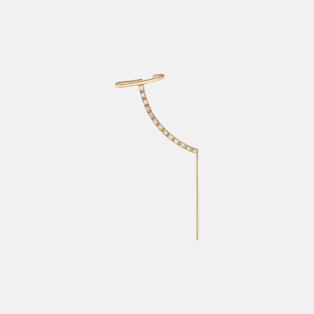 Pave Cuff Needle Gold Earring by Labulgara - At Present Jewelry