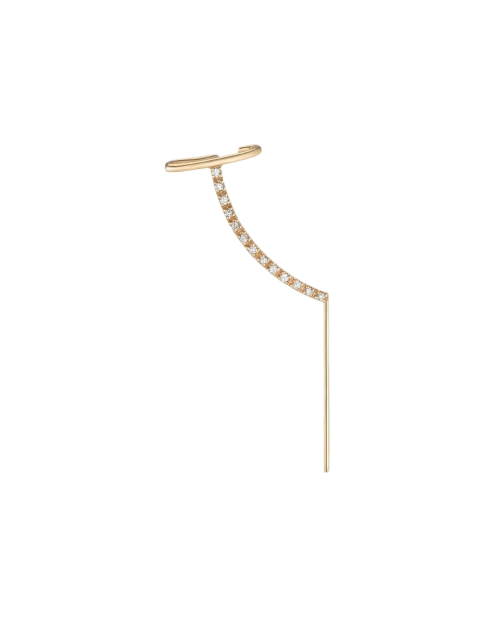 Pave Cuff Needle Gold Earring by Labulgara - At Present Jewelry
