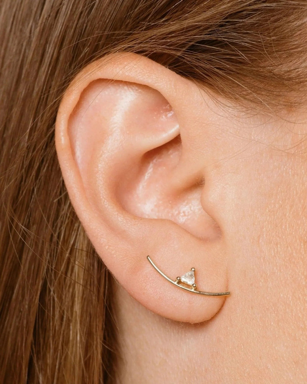 Element Curve Gold Stud Earring by Labulgara - At Present Jewelry