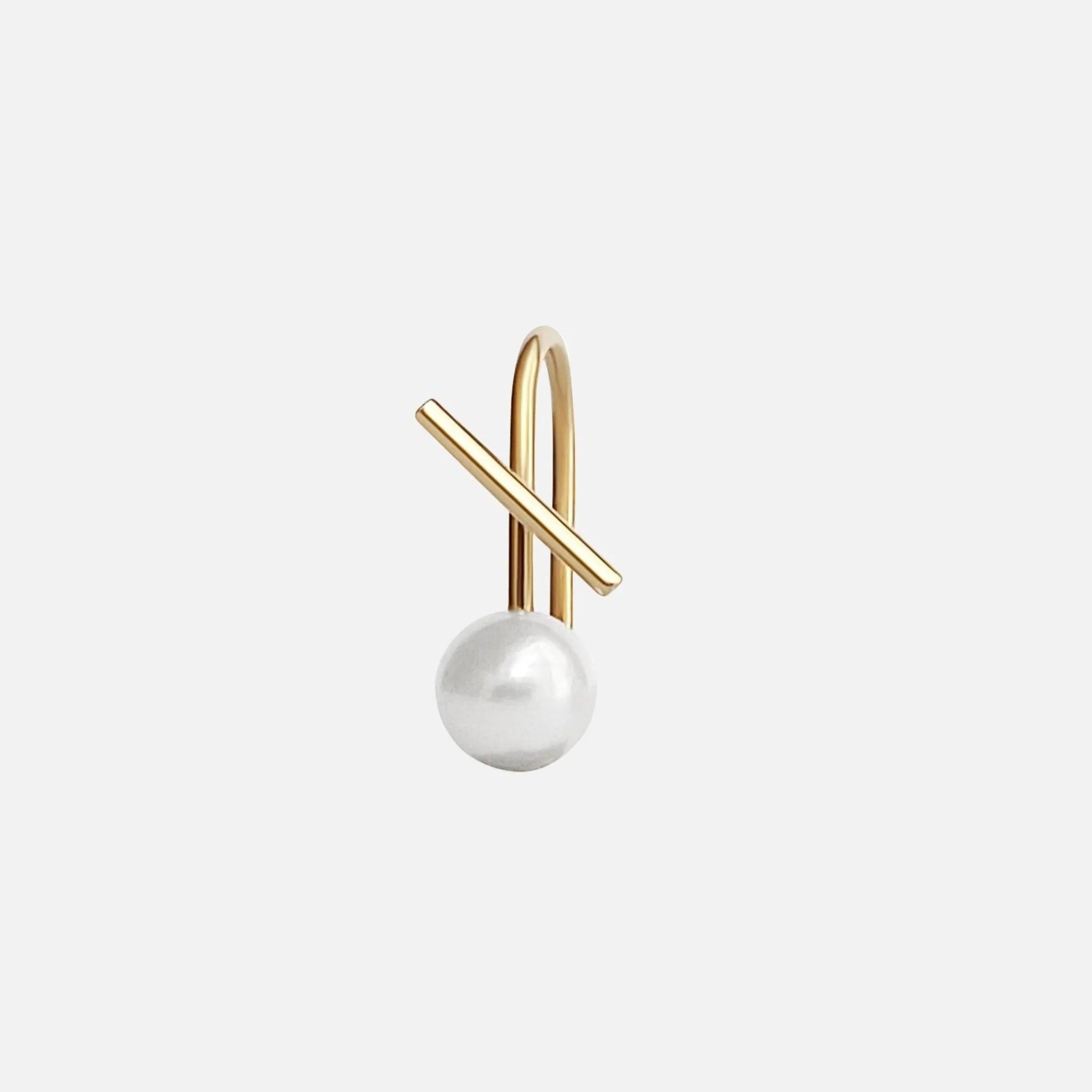 White Pearl Horizon Mini Thread Earring by Labulgara - At Present Jewelry