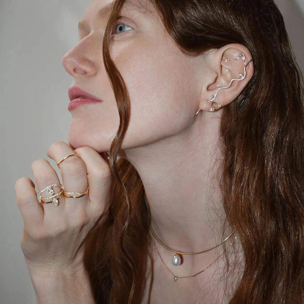 Diamond MuMu Wave Stud Earring by Labulgara - At Present Jewelry