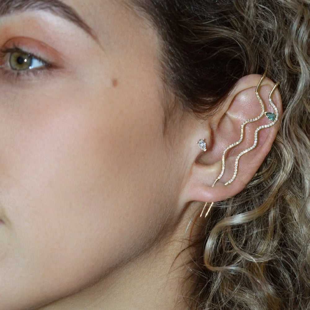 Flat Back Tiny Ocean Tear Drop Stud by Labulgara - At Present Jewelry