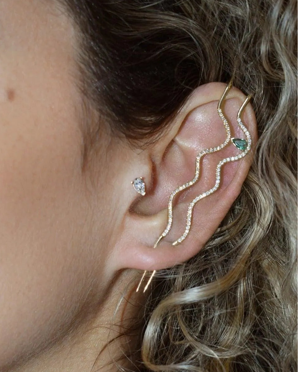Flat Back Tiny Ocean Tear Drop Stud by Labulgara - At Present Jewelry