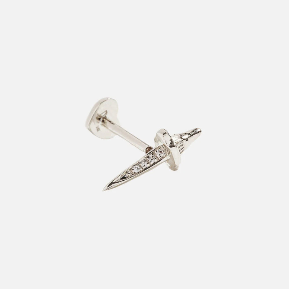 Dagger Pavé Stud, White Gold by Pamela Love - At Present Jewelry