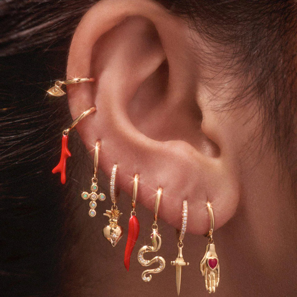 Serpent Ruby Huggie by Pamela Love - At Present Jewelry