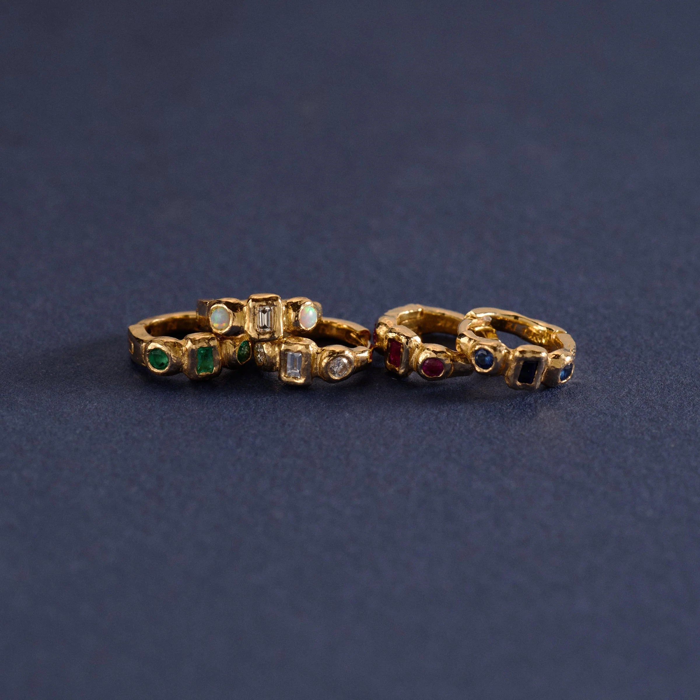 Molten Assemblage Huggie, Sapphire by Pamela Love - At Present Jewelry