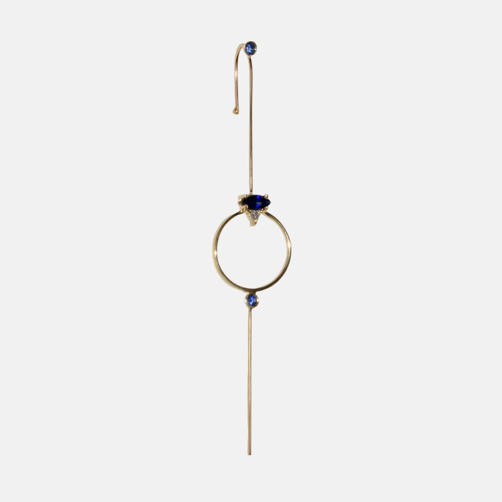 Sapphire Seeing Eye Needle Earring by Labulgara - At Present Jewelry