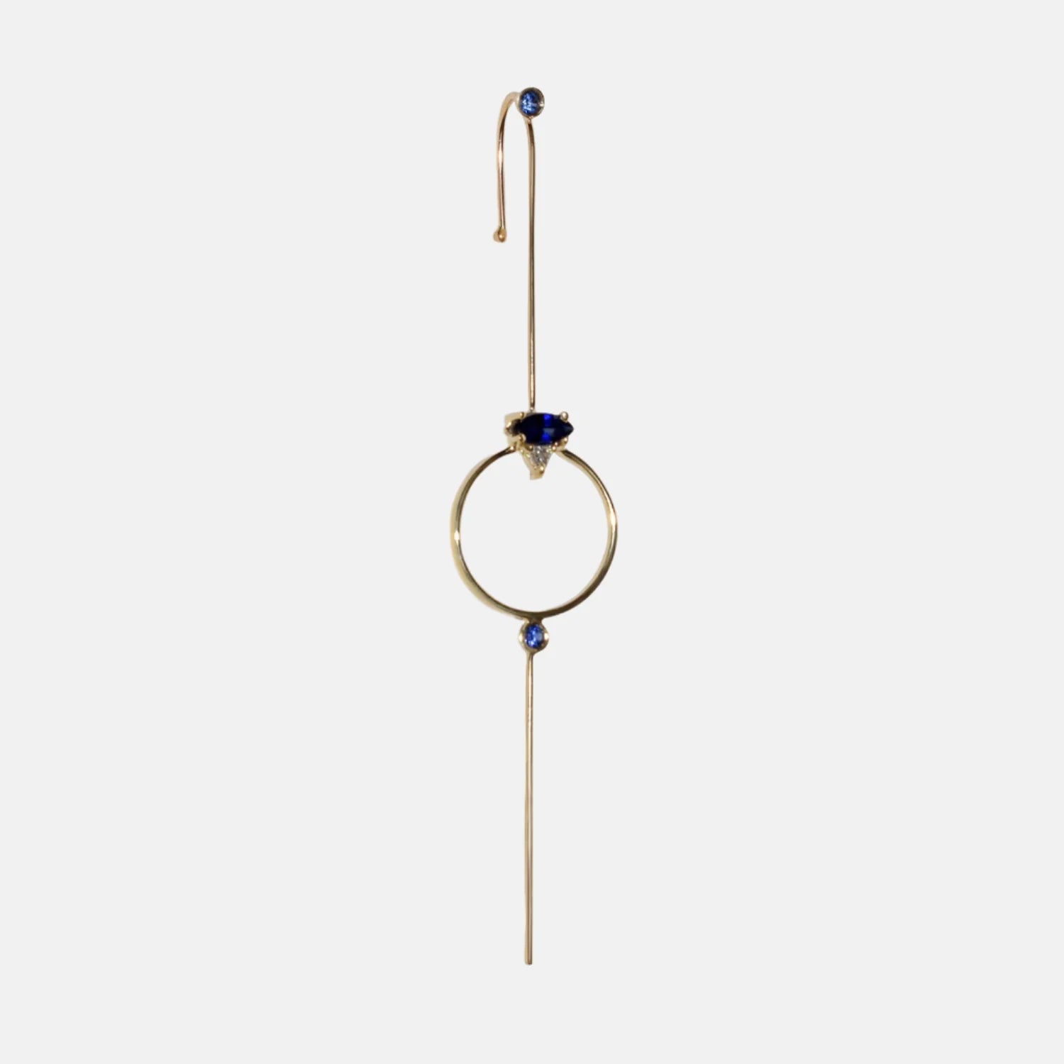 Sapphire Seeing Eye Needle Earring by Labulgara - At Present Jewelry
