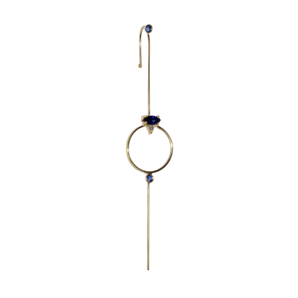 Sapphire Seeing Eye Needle Earring by Labulgara - At Present Jewelry