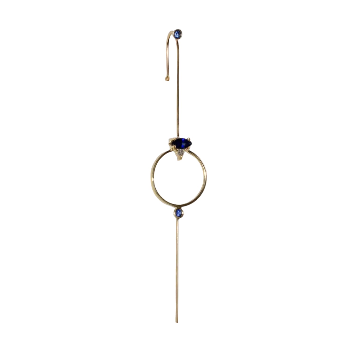 Sapphire Seeing Eye Needle Earring by Labulgara - At Present Jewelry