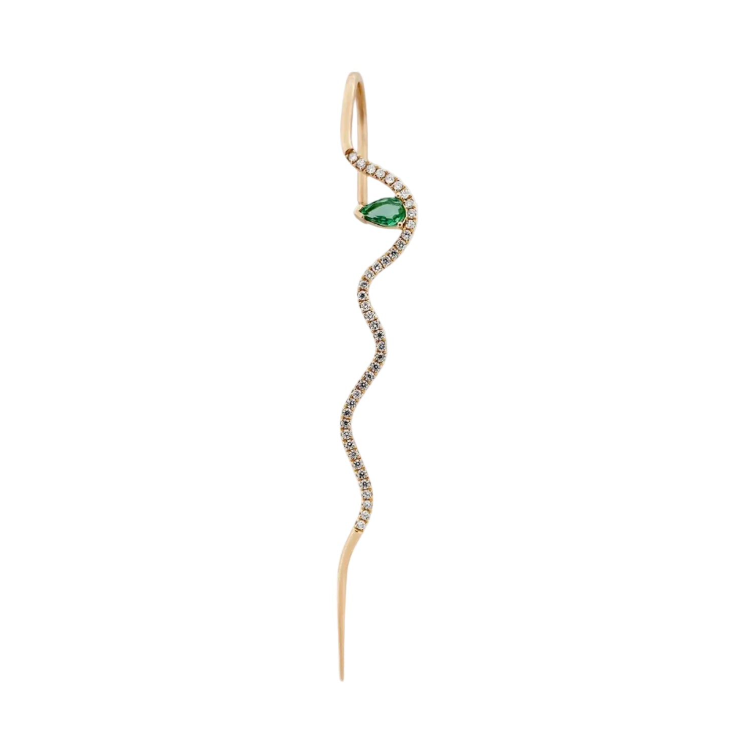 Emerald Splash Pave Wave Needle Earring by Labulgara - At Present Jewelry
