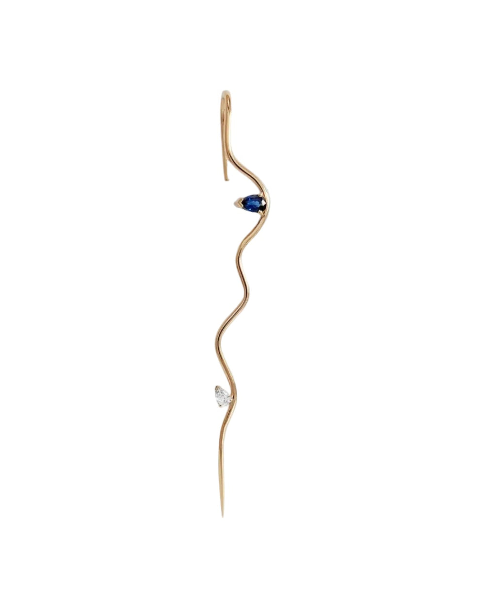 Sapphire Double Splash Wave Needle Earring by Labulgara - At Present Jewelry