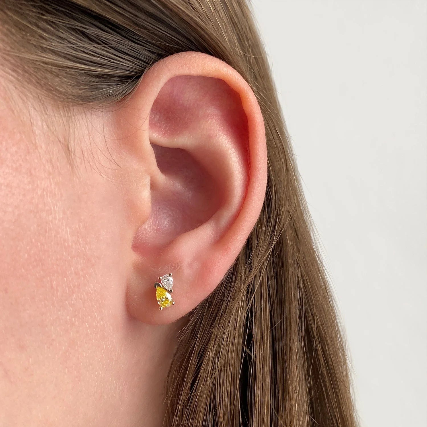 Me and You Canary Diamond Stud by Labulgara - At Present Jewelry